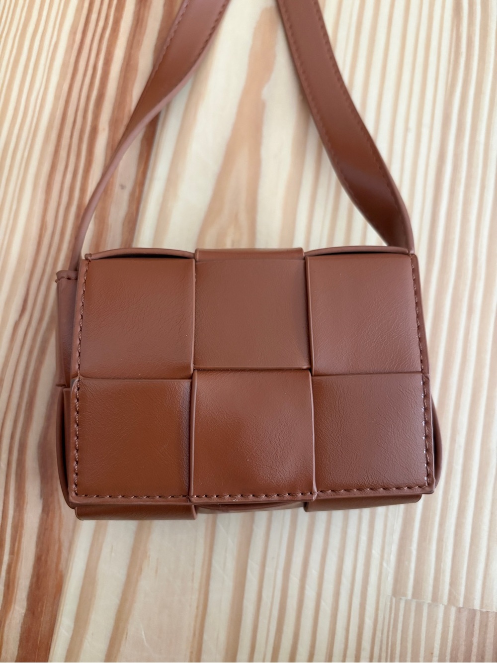 Brown Woven Mini Shoulder Bag - Women